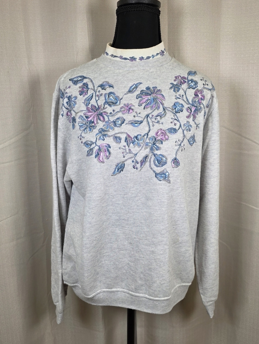 Vintage Blair Floral Sweatshirt Cottagecore Mock Neck Small